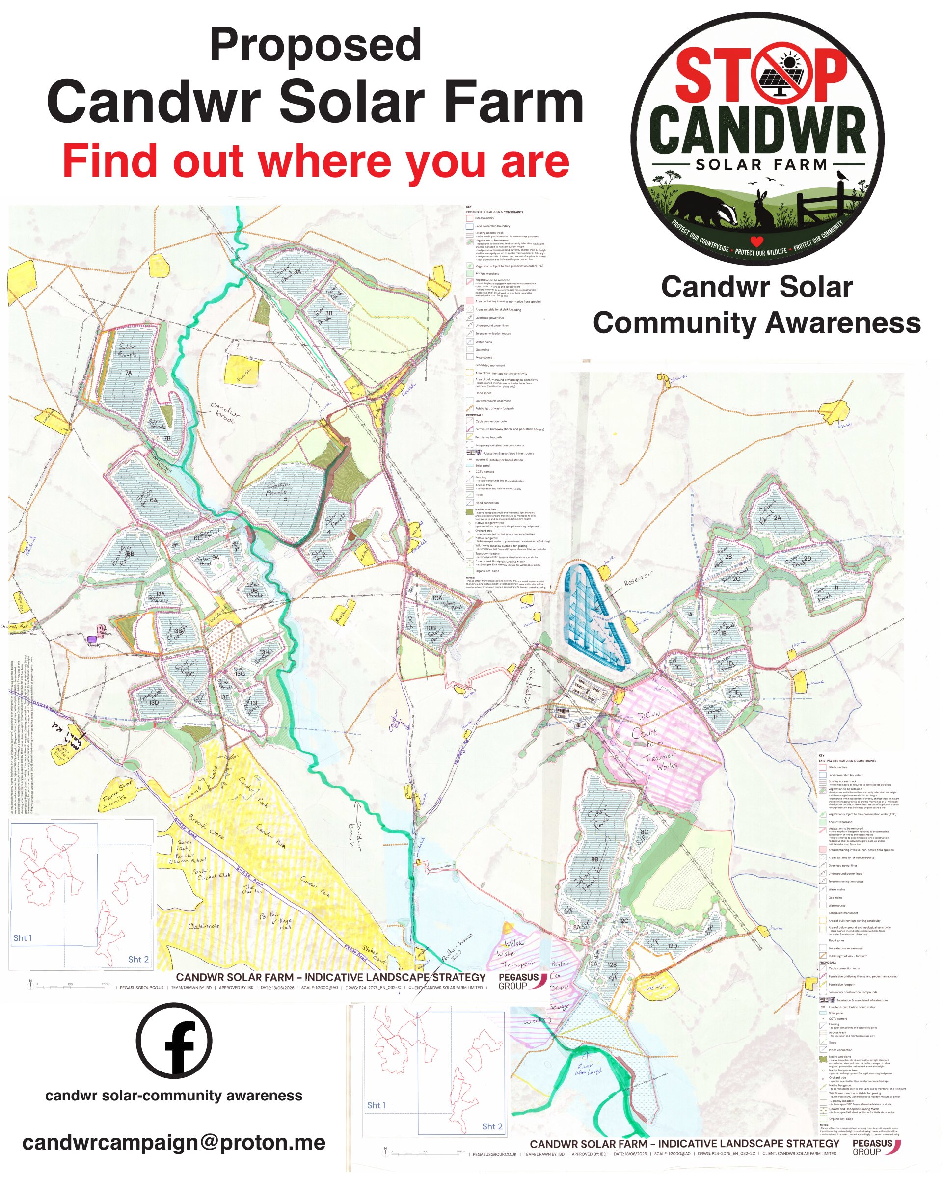 Preview of the annotated Candwr Solar Farm campaign map